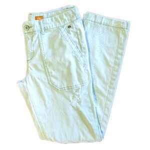 Pilcro and the Letterpress light mint green slim leg distressed pants 27